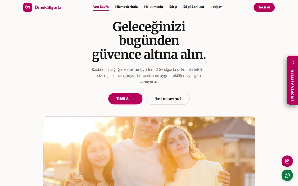 Sigorta acentesi için hazır site tasarımlarından biri
